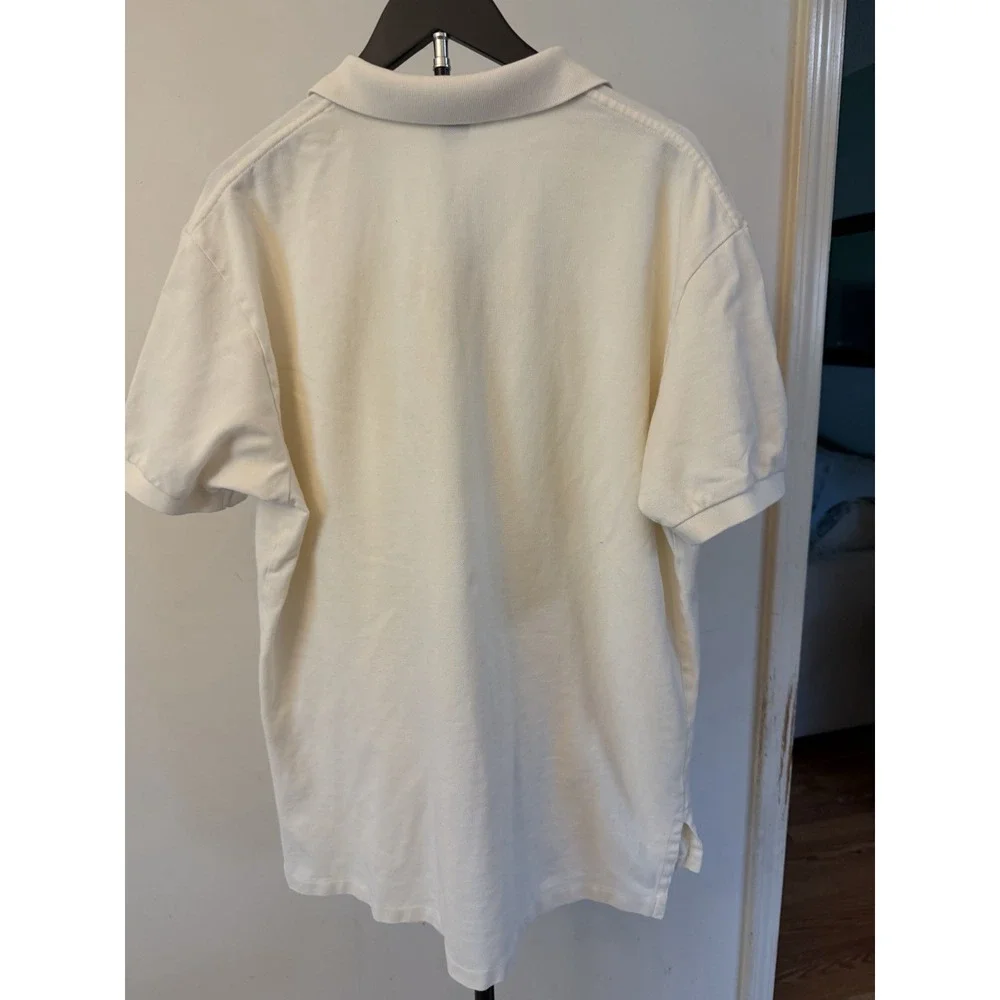 Vintage Polo Ralph Lauren Men's XL Classic Polo Shirt Cream, Green Logo